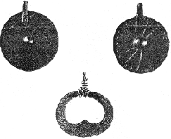 подвески-амулеты: щитообразные и кресаловидная (владимирские курганы)